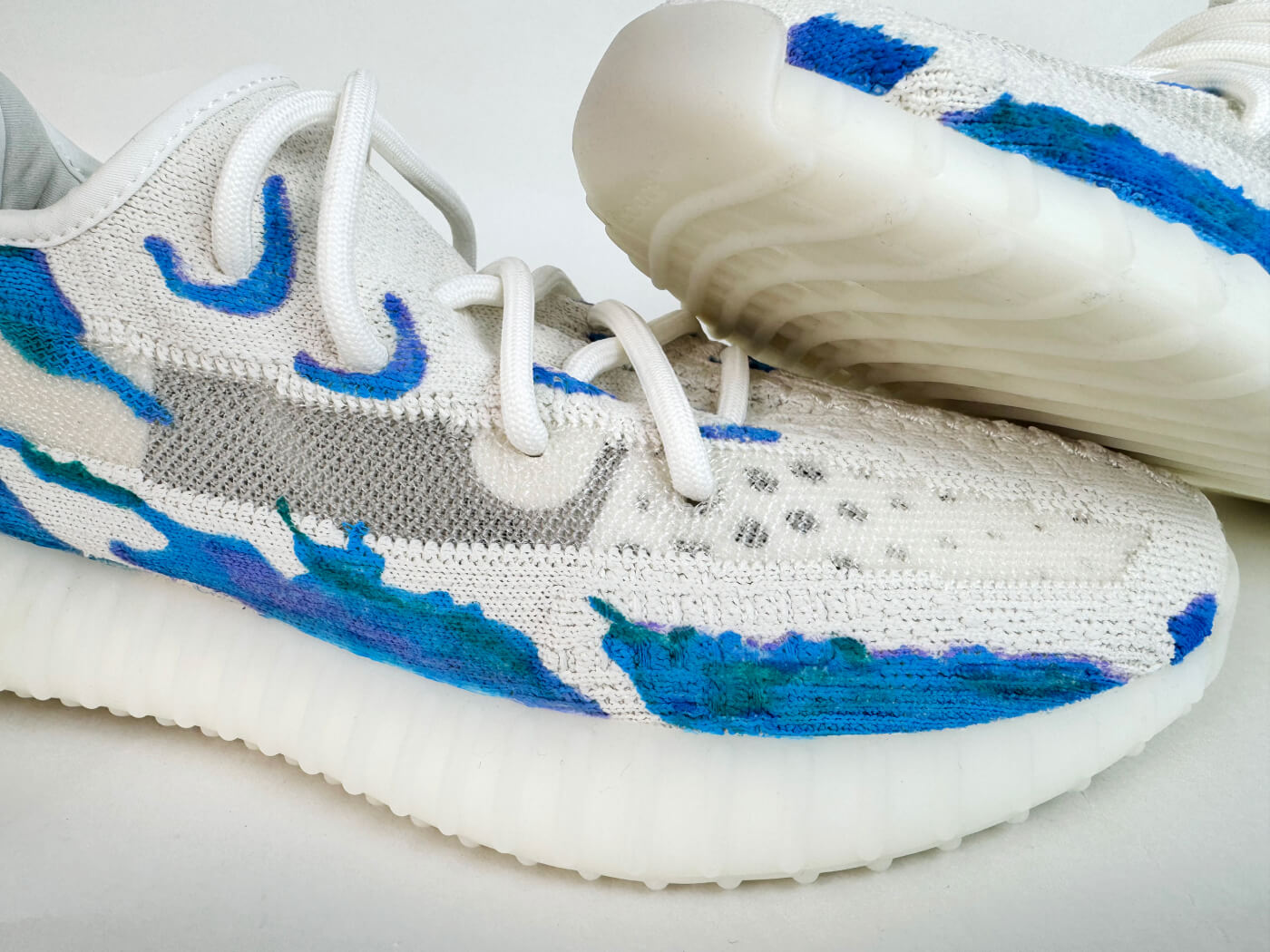 Adidas Yeezy Boost 350 V2 Blue Custom Sneakers