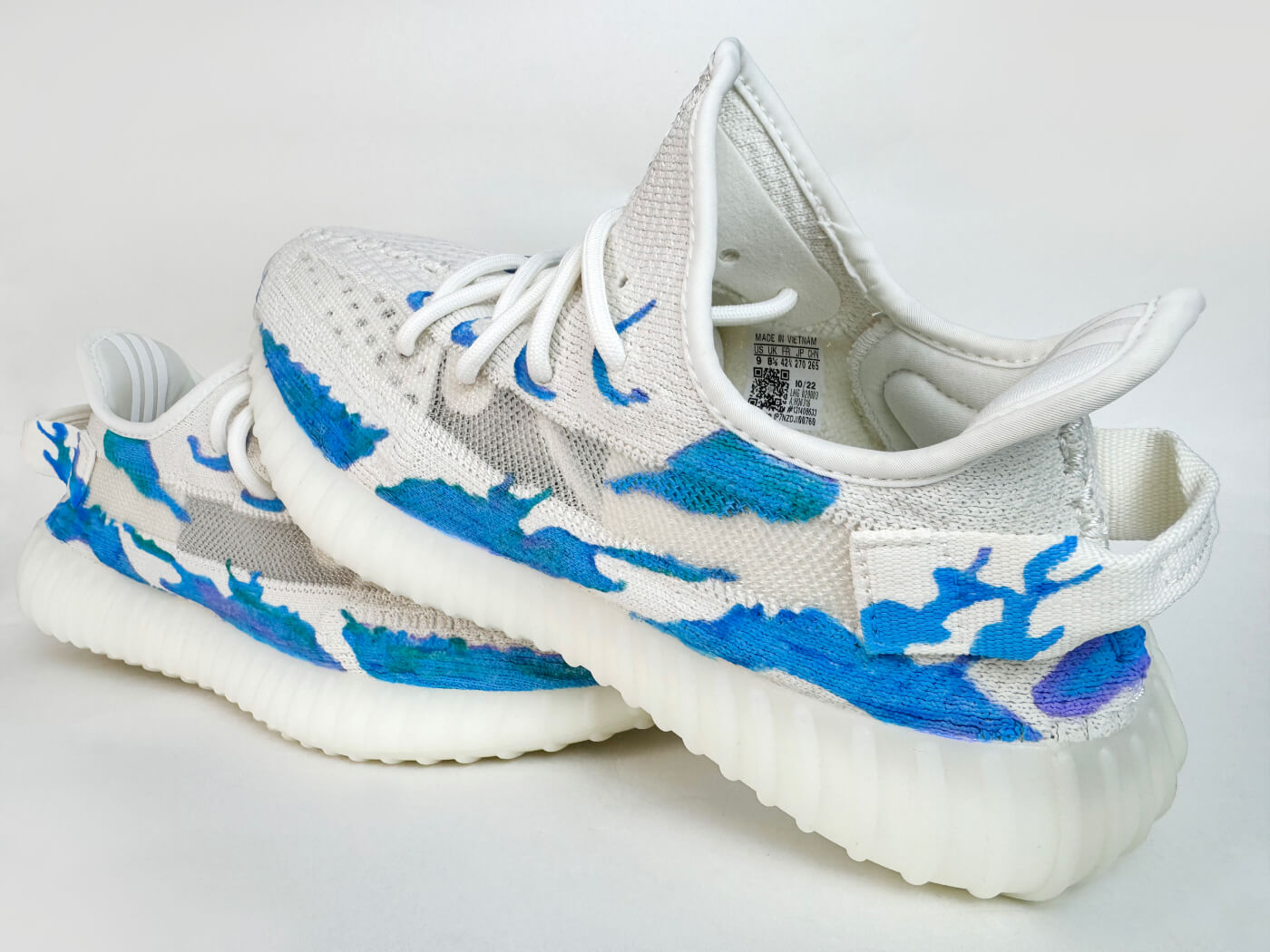 Adidas Yeezy Boost 350 V2 Blue Custom Sneakers